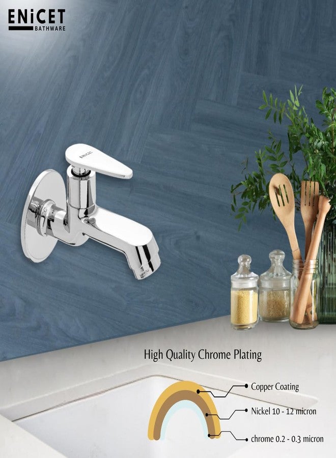 ENICET صنبور نحاسي من إينيسيت للحمام، مع شفة جدارية، صنبور قصير، طلاء كروم، ضمان 7 سنوات، تدفق رغوي، صنابير حمام منزلية، صنبور مياه مثبت على الحائط (BG10101) (وحدة من وحدتين) - Image 3